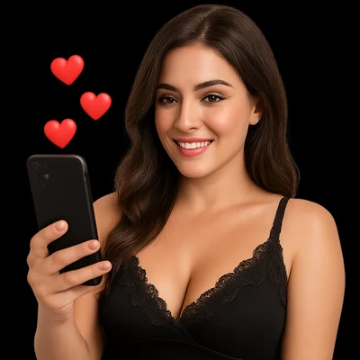 Attractive adult video chat user chatting on her phone